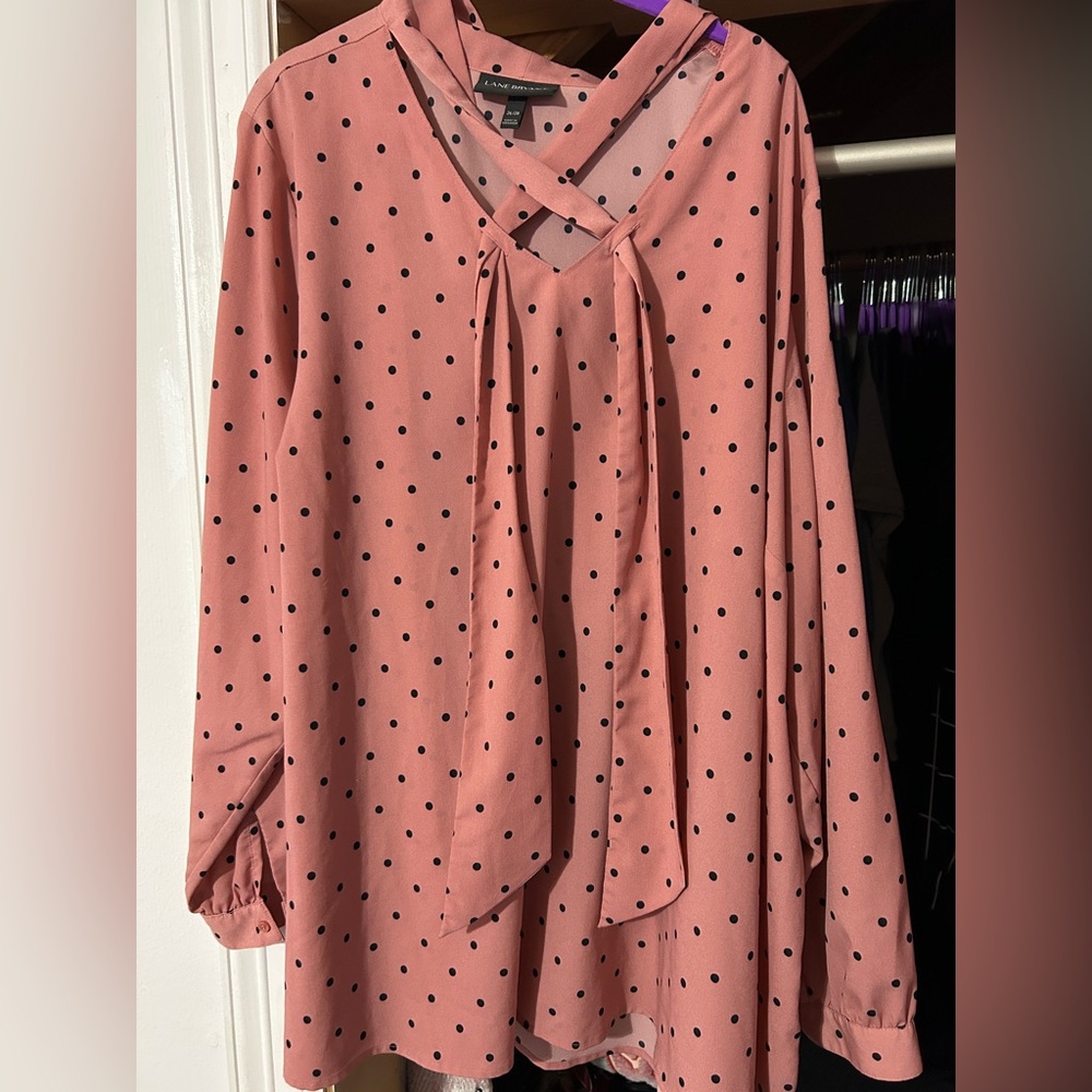 Polka Dot Blouse - Pink and Black Lane Bryant 26/28